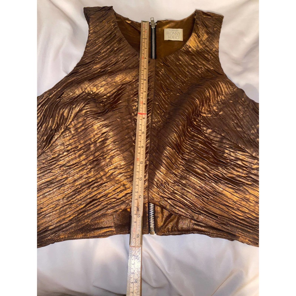 Torn‎ by Ronny Kobo Crop Top Blouse Size S 'Anna' Metallic Bronze Sleeveless - Picture 4 of 9